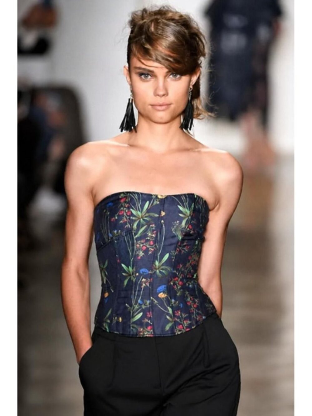 Marissa Webb floral jacquard runway Sienna corset top